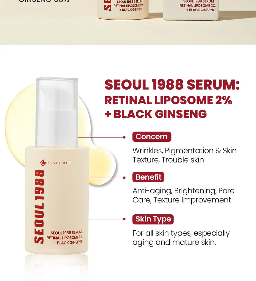 KSECRET - SEOUL 1988 Serum : Retinal Liposome 2% + Black Ginseng