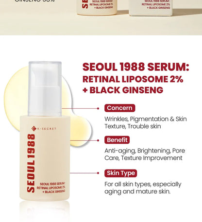 KSECRET - SEOUL 1988 Serum : Retinal Liposome 2% + Black Ginseng