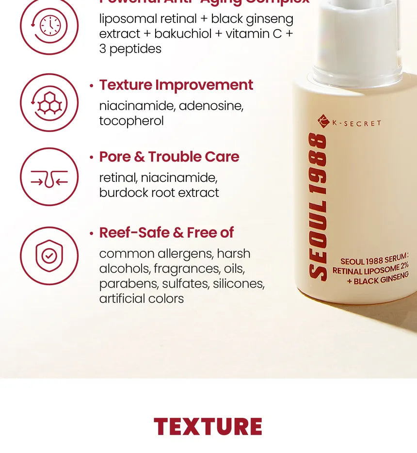 KSECRET - SEOUL 1988 Serum : Retinal Liposome 2% + Black Ginseng